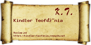 Kindler Teofánia névjegykártya